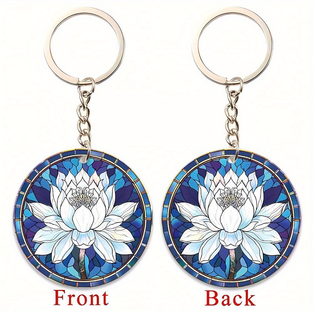50pcs Round Acrylic Keychain Charms in 5 Colors